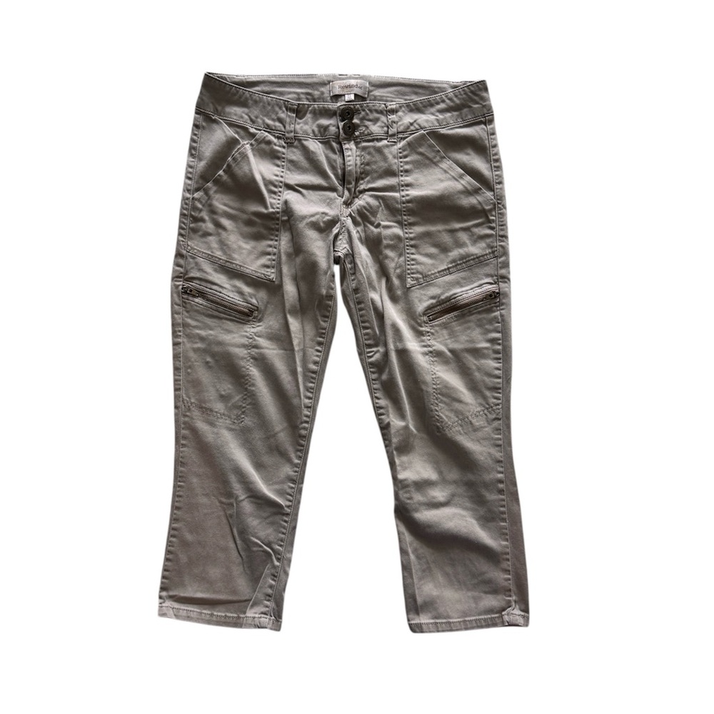 Rewind Tan Cargo Capri Pants Size 11 Utility Zip Pocket Stretch Cropped Pants